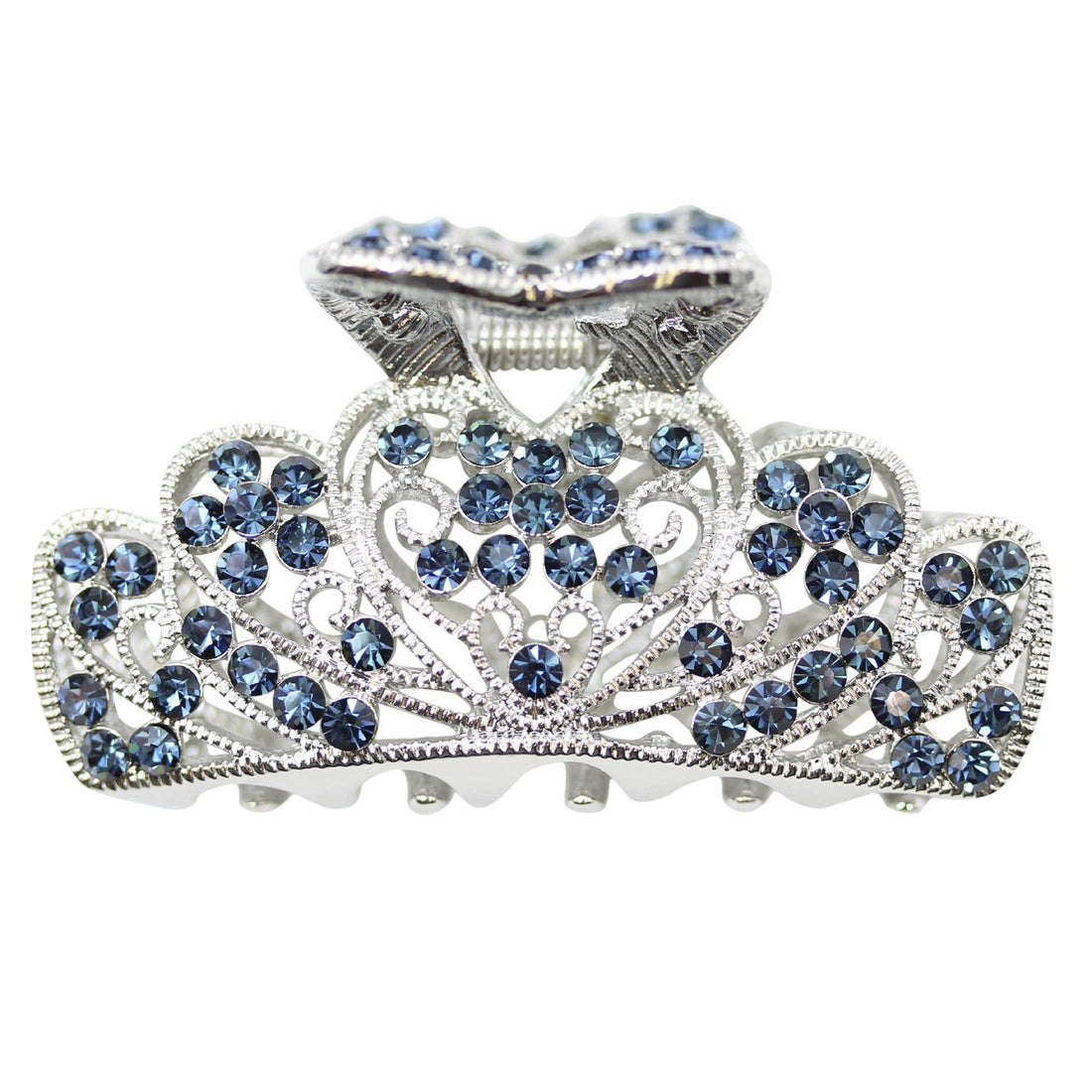 Faship Faship Navy Blue Rhinestone Crystal Floral Hair Claw