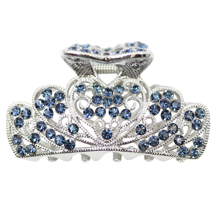 Faship Faship Navy Blue Rhinestone Crystal Floral Hair Claw