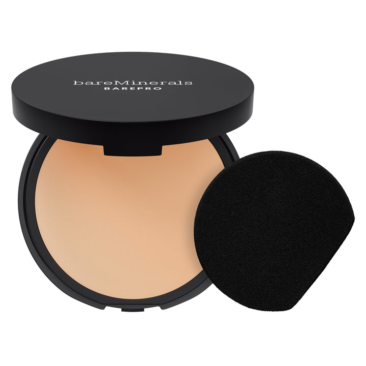 bareMinerals Barepro 24HR Skin-Perfecting Powder Foundation, Matte Pressed Powder Foundation Full Coverage with Plant-Based Squalene, Oil Control, Vegan - Fair 15 Neutral