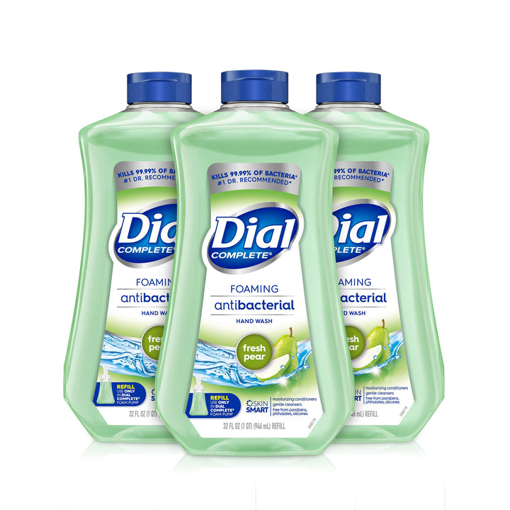 Dial Complete Antibacterial Foaming Hand Soap Refill, Fresh Pear, 32 Fluid Ounces (Pack of 3)