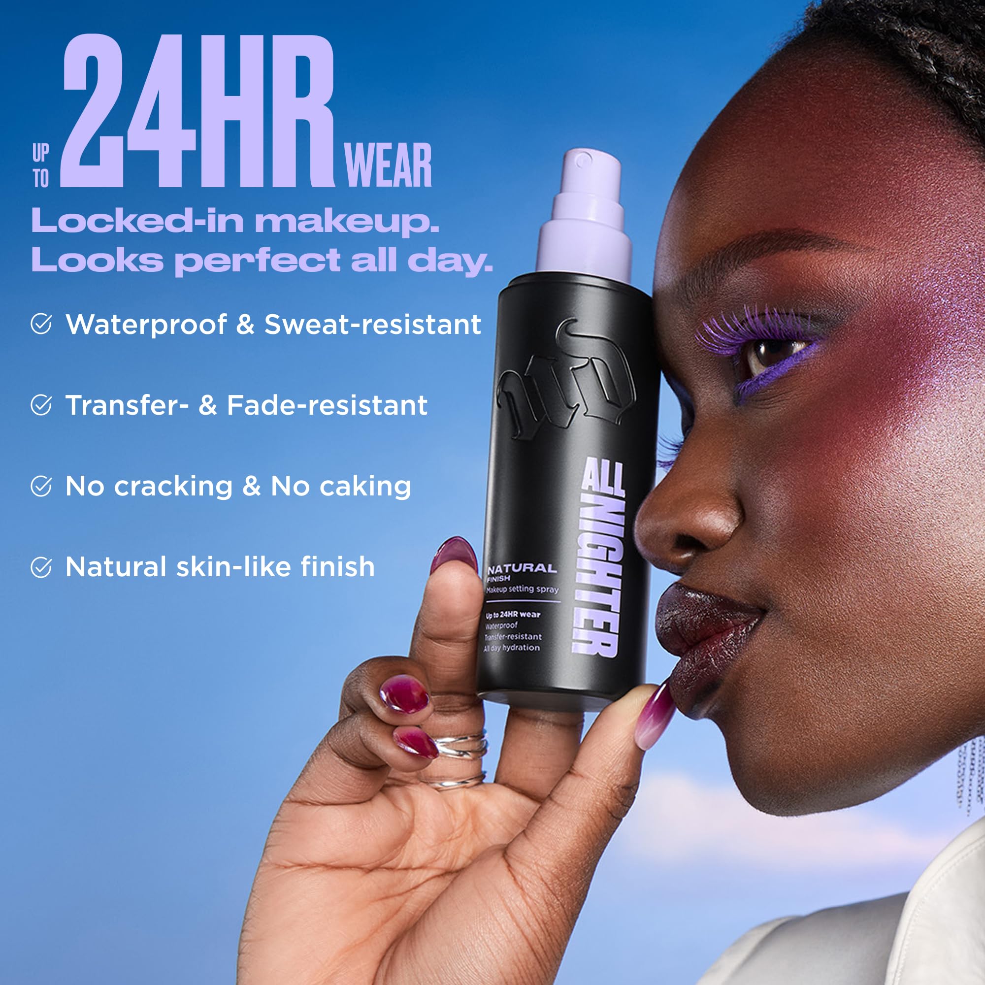 Urban Decay All Nighter Waterproof Makeup Setting Spray - Natural Finish, Up to 24HR Wear, Ultra-Fine Facial Mist, Hydrating Foundation Face Primer, Smudge-Proof, Transfer-Resistant - 4 fl oz