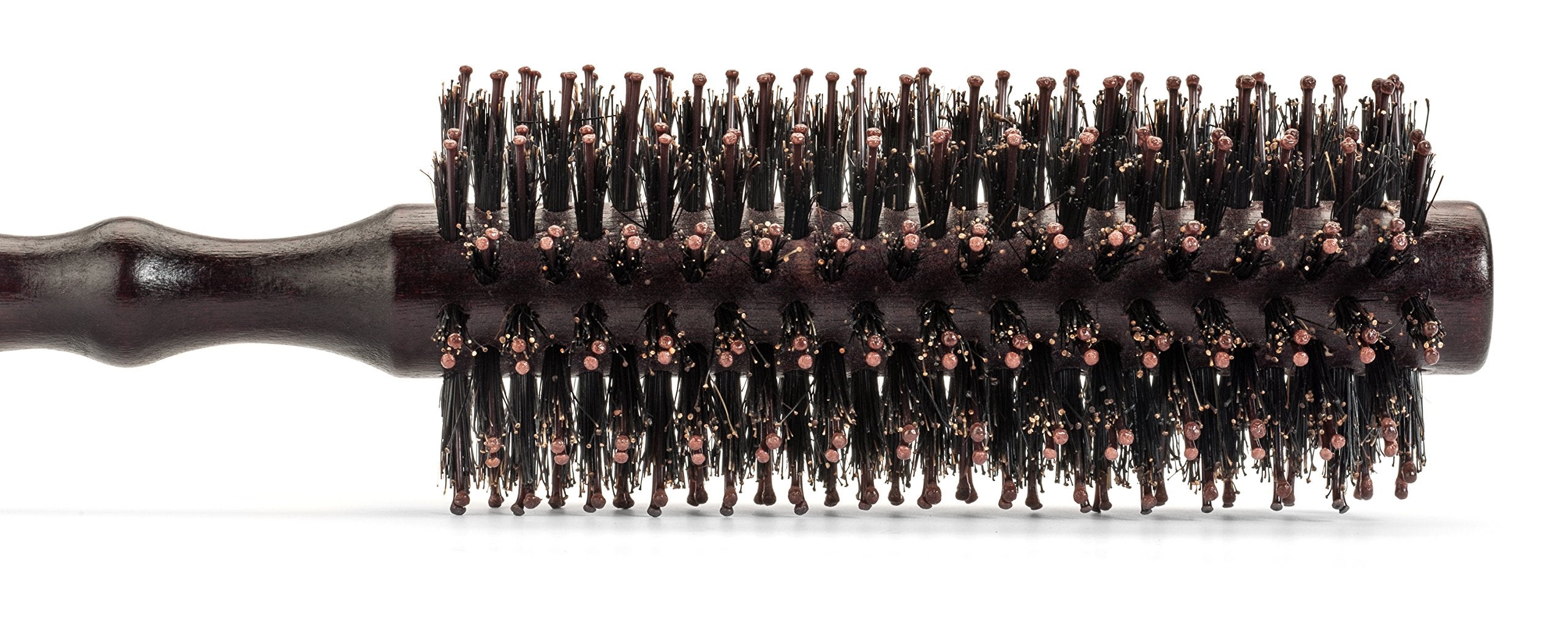 Round Styling Hair Brush - 1.75 Inch Diameter - Boar + Nylon Bristles for Blow Drying, Curling, and Styling Hair - Natural Wooden Handle for Women and Men