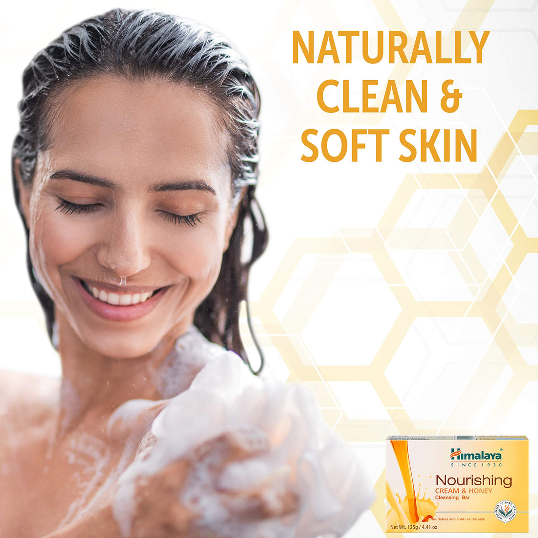 Himalaya Nourishing Cream & Honey Cleansing Bar, Face and Body Soap for Soft Skin, 4.41 oz, 12 Pack