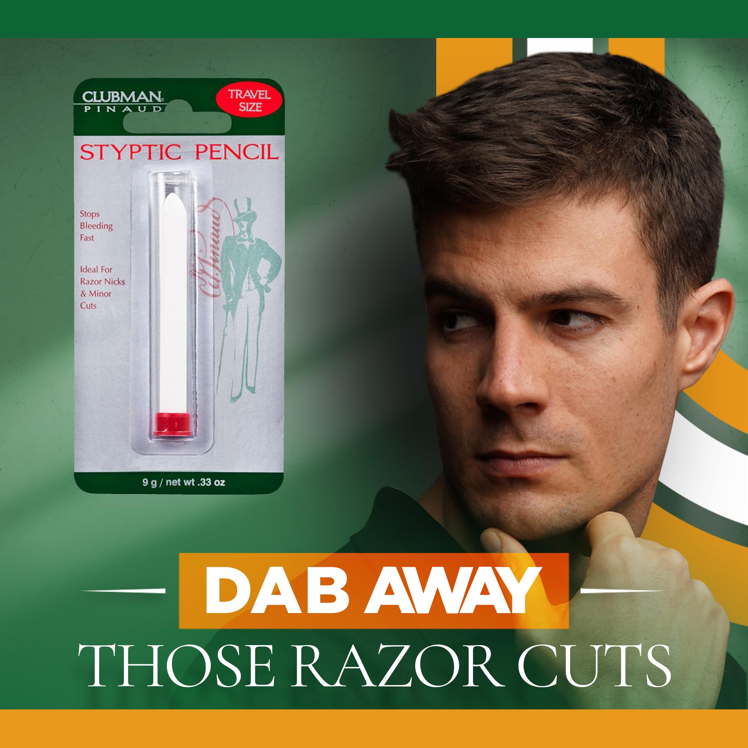 Pinaud Clubman Travel Size Styptic Pencil, 0.33 Ounce (Pack of 6)