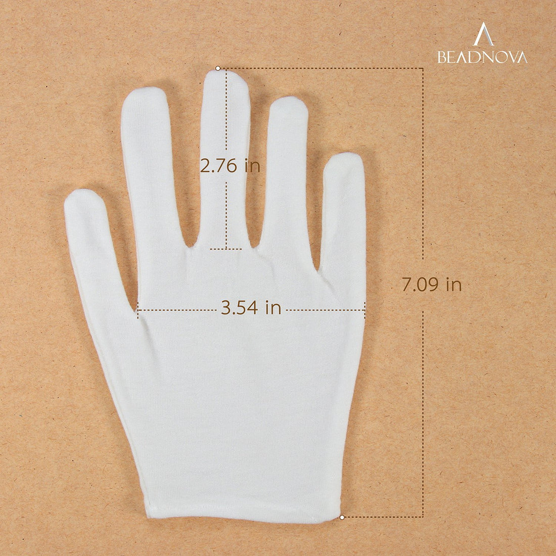 BEADNOVA Cotton White Gloves for Dry Hands Eczema Glove Liners for Moisturizing Inspection Jewelry for Women Men (8 Pairs)