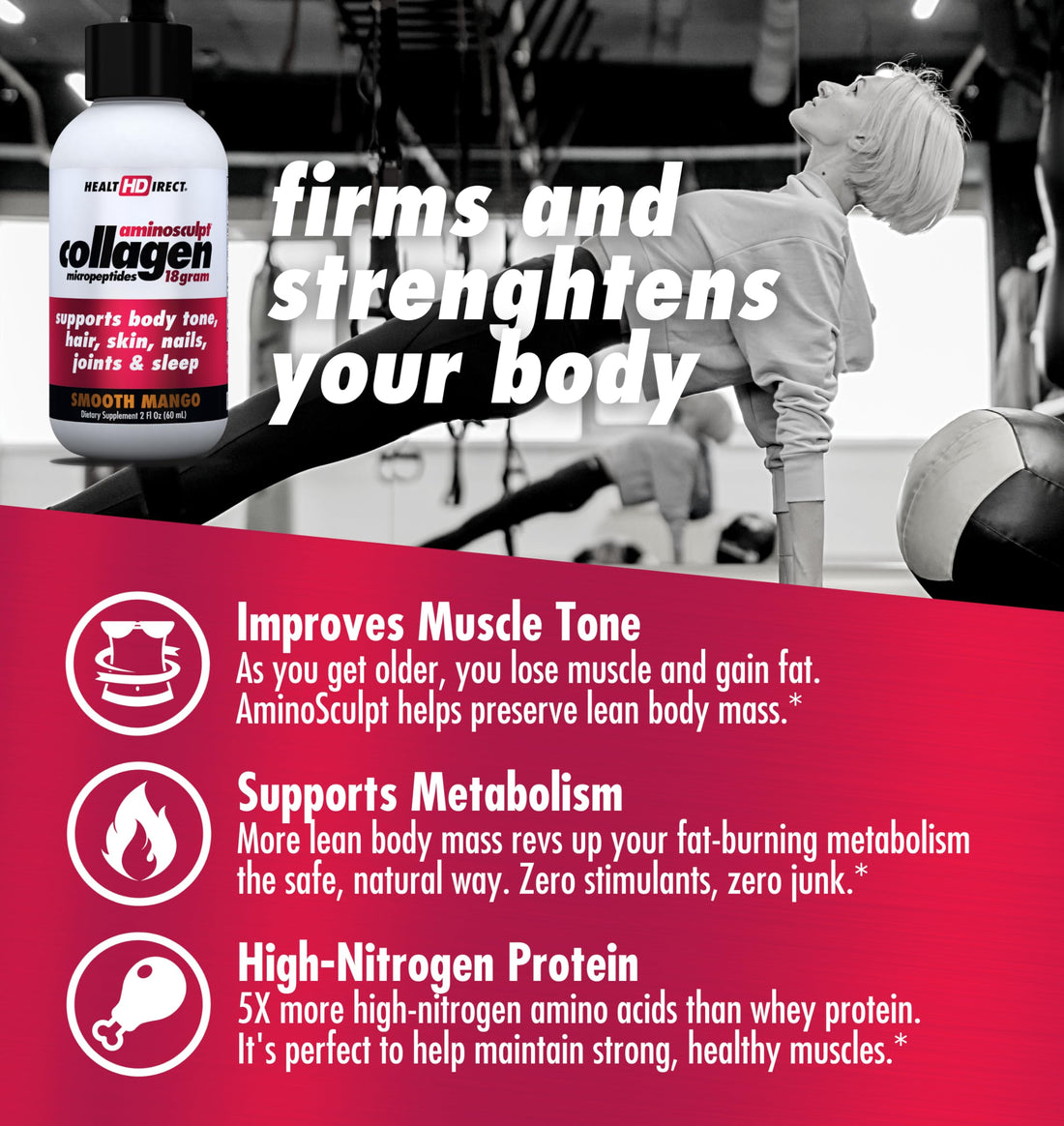 Health Direct – Medical-Grade Liquid Collagen Shots – AminoSculpt Sugar-Free – Smooth Mango – 12 Servings, (12pk, 2oz Shots) – Good for Joints, Bones, & Sleep – Better Hair, Skin & Nails