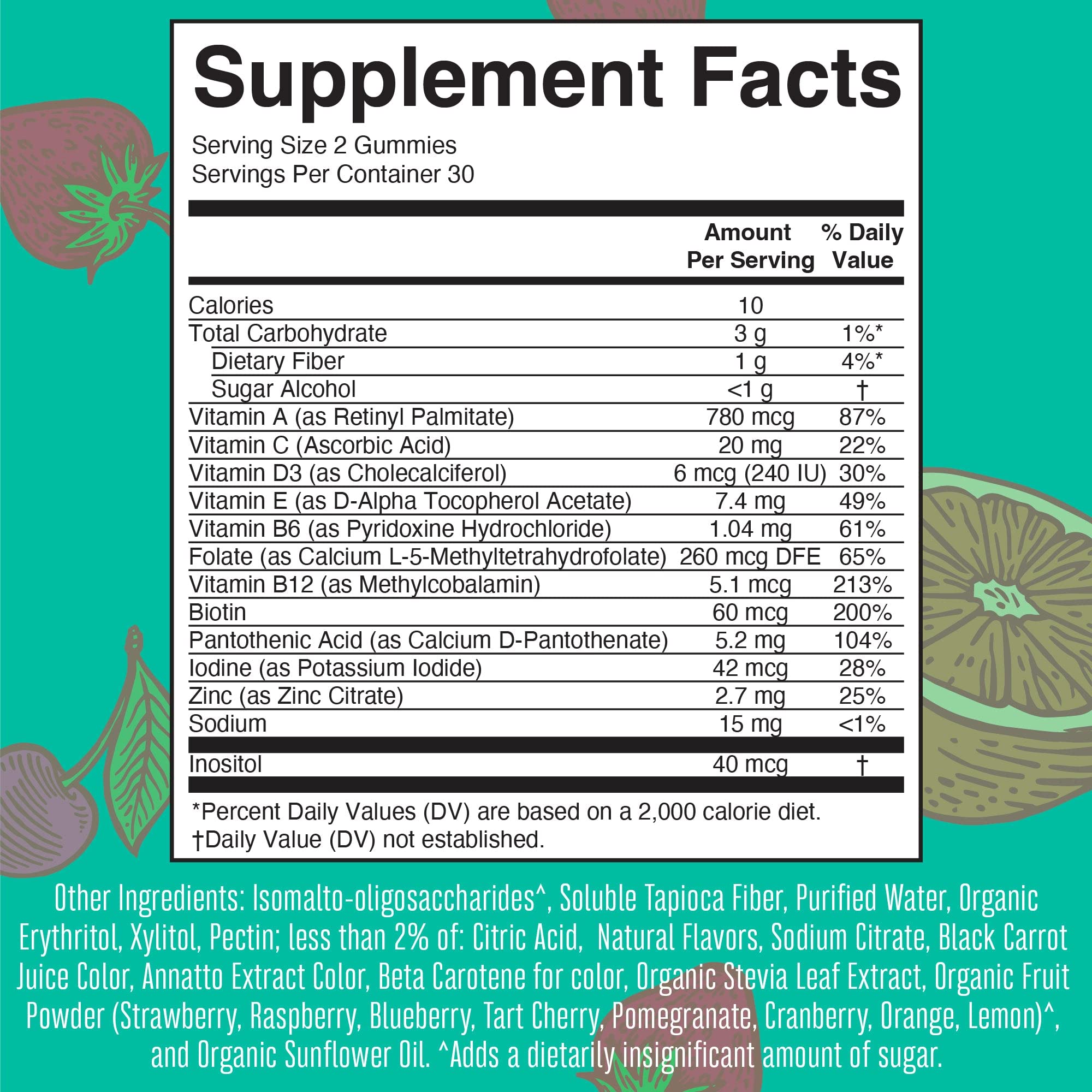 MaryRuth Organics Multivitamin for Teens | Teen Multivitamin Multimineral Gummies with Vitamin B, C, D and E, Biotin, Zinc | Teen Vitamins | Vegan | Sugar Free | Gluten Free | 60 Count