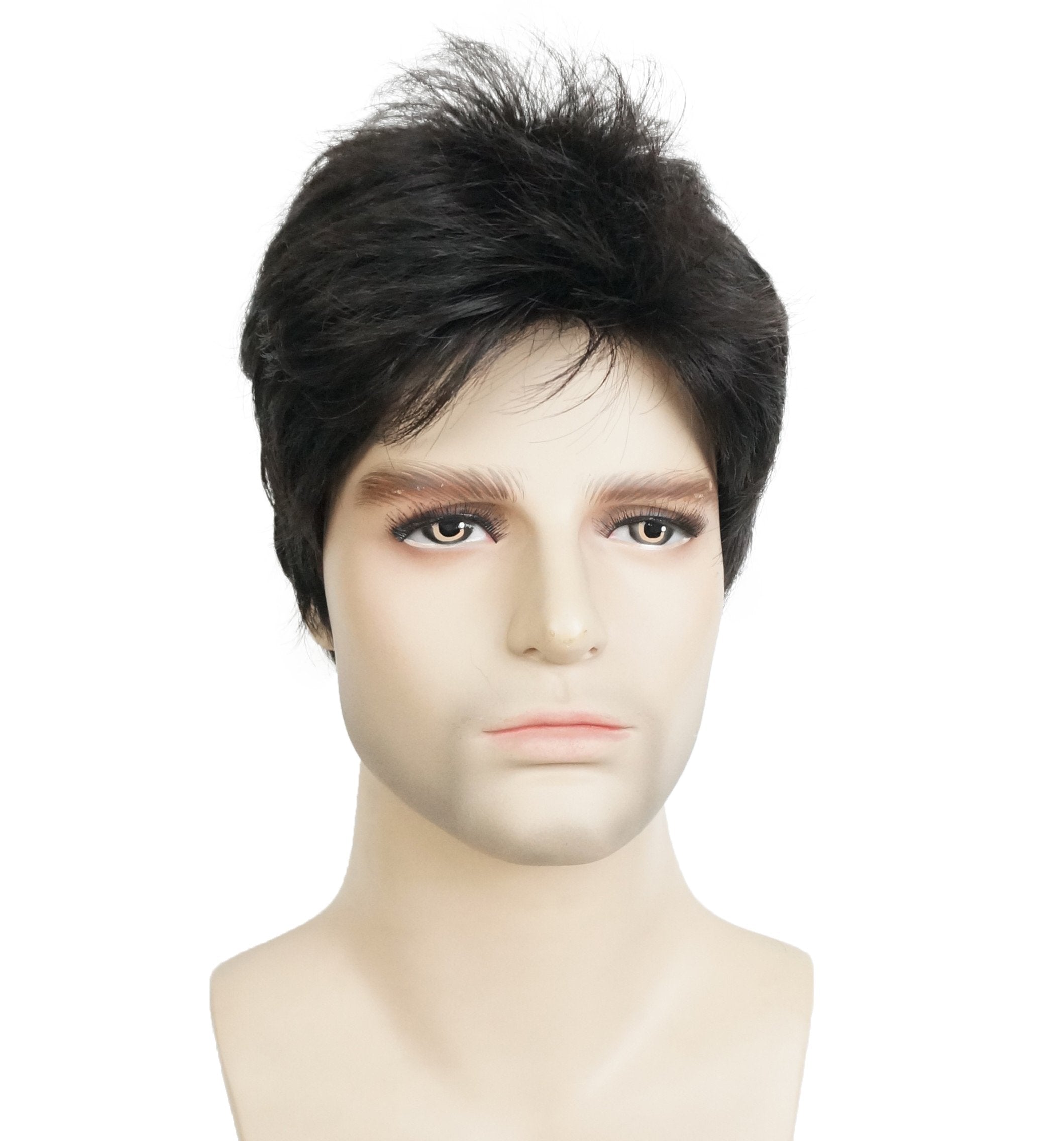 Lydell Men Wig Natural Black Short Straight Hair Synthetic Full Wigs