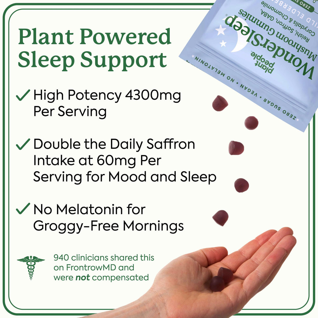 Plant People WonderSleep Mushroom Gummies Supplement for Sleep and Relaxation with Reishi Super Mushrooms, Wild Elderberry Flavor, No Sugar (60 Count)