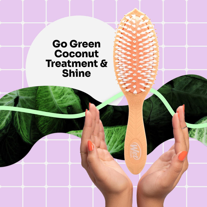 Wet Brush Hair Brush Go Green Treatment & Shine, Eco-Friendly, biogradable, Shine-boosting bursh With Soft Bristles, Minimizes Pain, Removes knots (Coconut Oil)