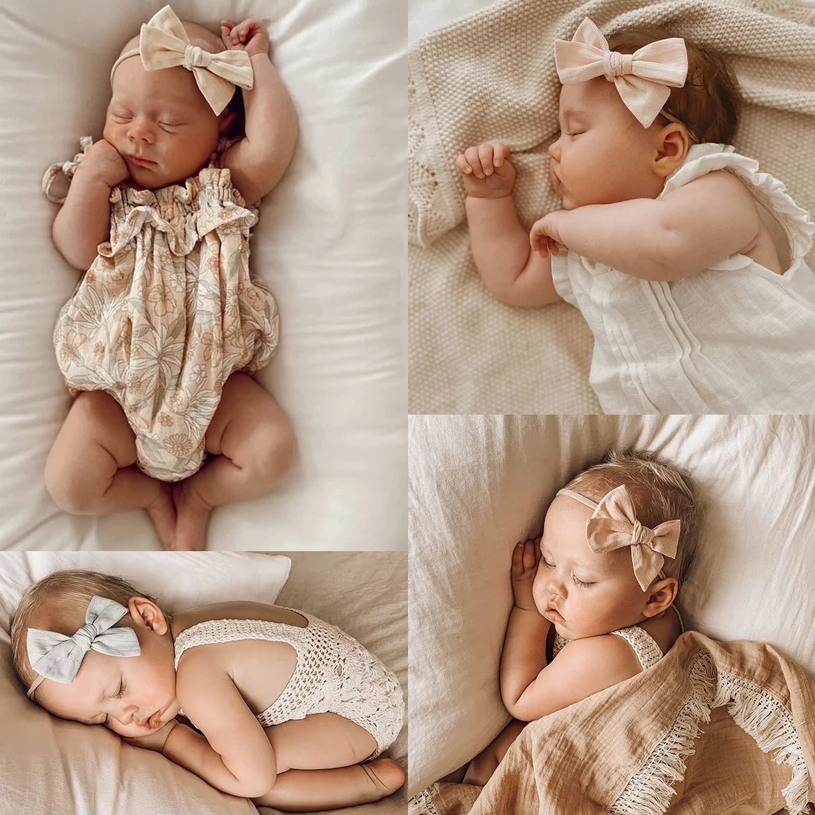 20pcs Baby Girls Cotton Hair Bows Headbands Nylon Hair Bands Elastic Hair Accessories for Newborn Kids Infants Toddlers