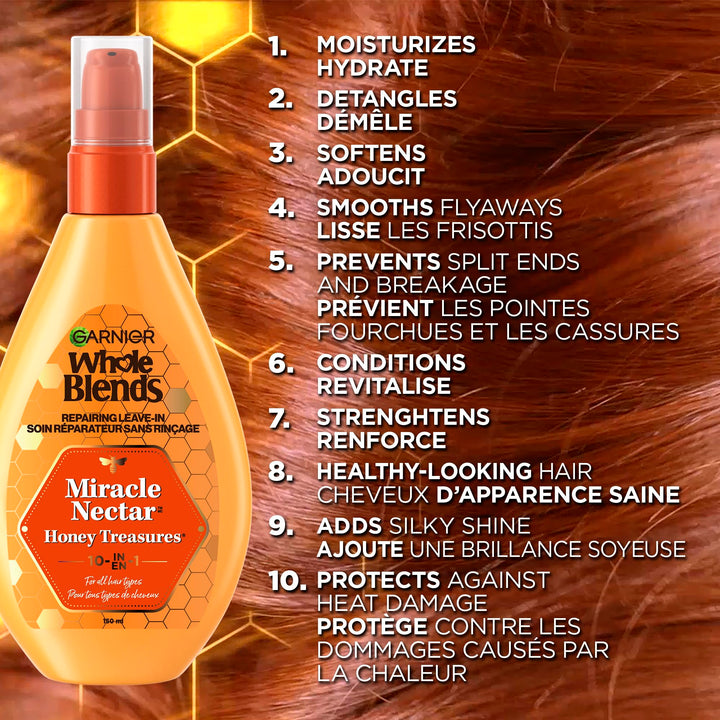 Garnier Hair Care Whole Blends Leave-in Miracle Nectar Honey Treasures Leave-In Treatment, 5 Fl. Oz (Pack of 1)