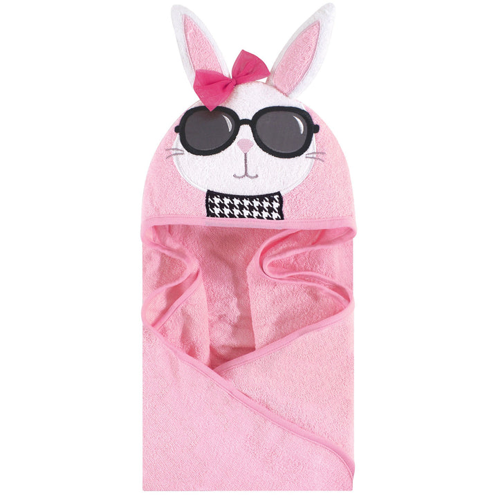 Hudson Baby Unisex Baby Cotton Animal Face Hooded Towel, Chic Bunny, One Size
