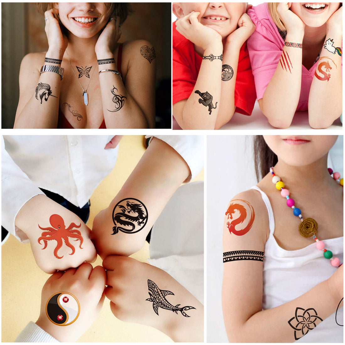 NOTE Temporary Tattoos for Kids - 72 Tattoos on 36 Sheets Great for Party Favors and Decorations