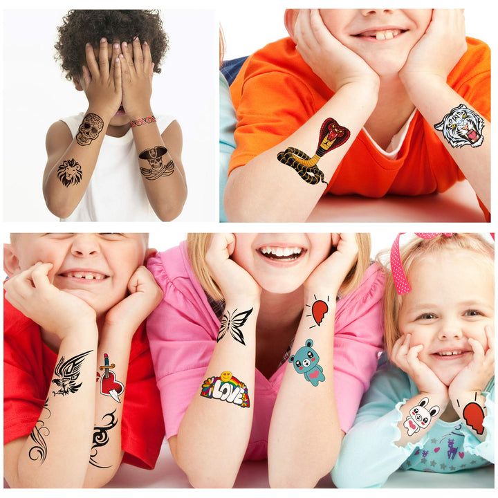 NOTE Temporary Tattoos for Kids - 72 Tattoos on 36 Sheets Great for Party Favors and Decorations