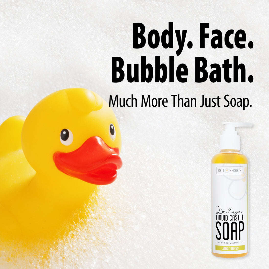 Bali Secrets Deluxe Liquid Castile Soap - Lemongrass - All Natural Ingredients - Vegan - Made with Premium Oils - Biodegradable - For Body & Face - Handcrafted in Small Batches