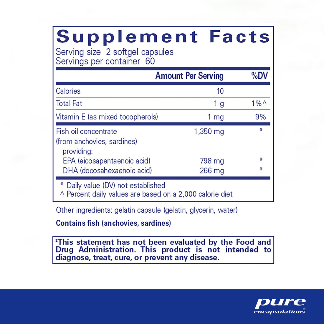 Pure Encapsulations EPA Ultimate - Eco-Friendly Supercritical CO2 Extracted EPA Fish Oil Concentrate - 120 Softgel Capsules