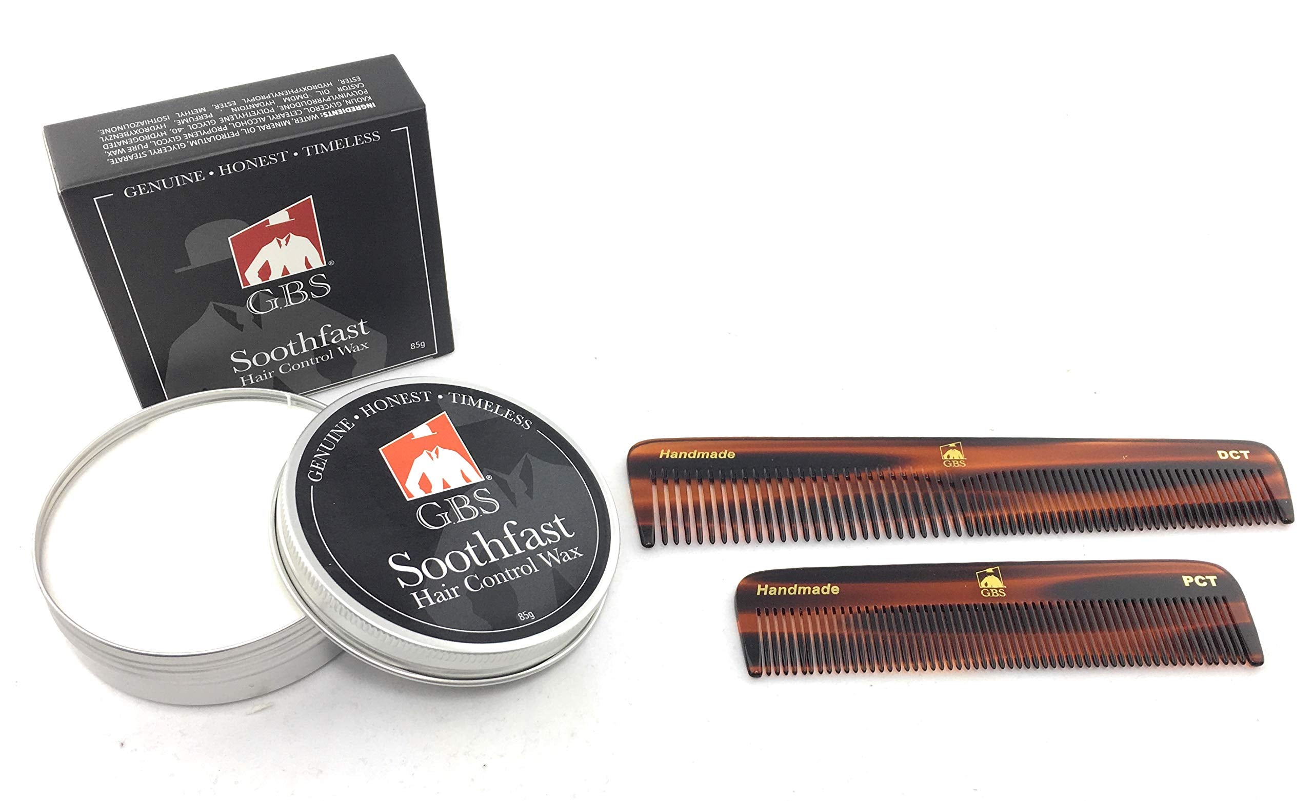 G.B.S Gbs Professional Grooming Combs + Hair Wax Set -5 Unbreakable Tortoise Coarse/Fine Pocket Comb, 7
