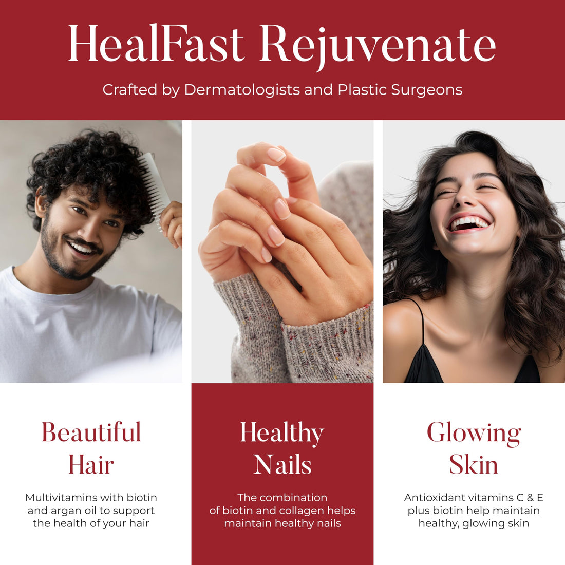HealFast Rejuvenate Vitamin and Mineral Gummy Supplement - Collagen Gummies + Vitamins, Biotin, and Zinc - Anti Aging Beauty & Skin Supplement Clinically-Studied & Physician Formulated - 60 Count