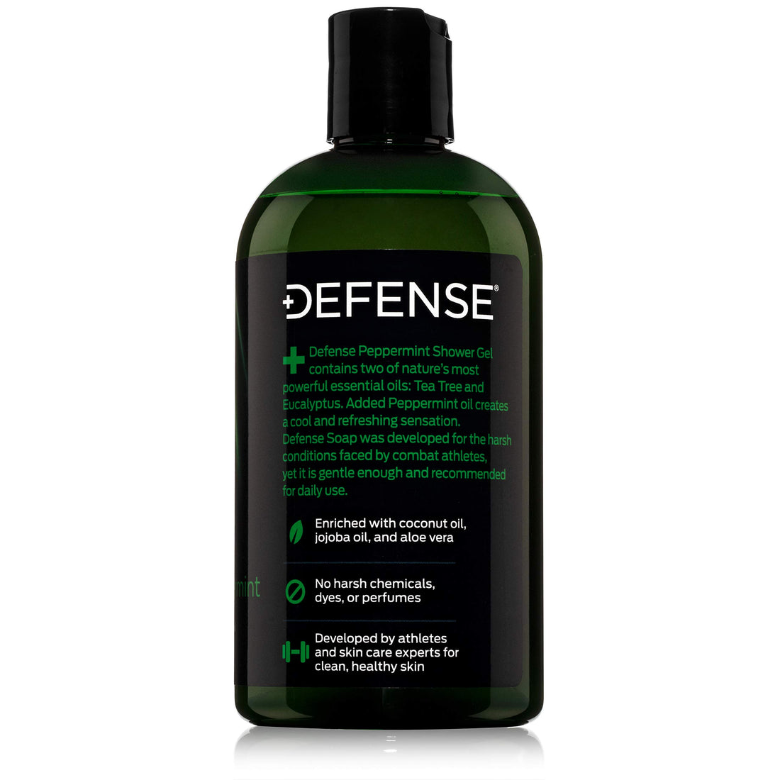 Defense Soap Peppermint Body Wash Shower Gel 12 Oz - Natural Tea Tree Eucalyptus Peppermint Oil (Pack of 2)