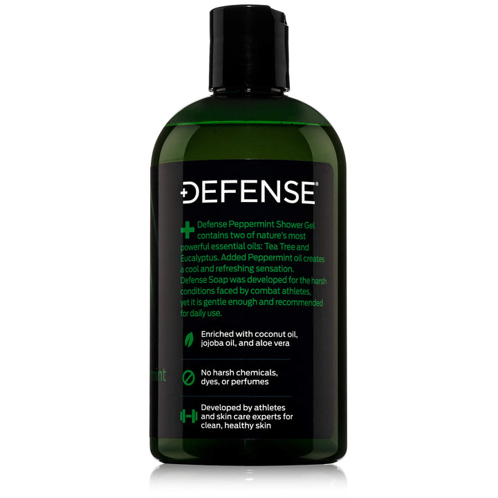 Defense Soap Peppermint Body Wash Shower Gel 12 Oz - Natural Tea Tree Eucalyptus Peppermint Oil (Pack of 2)