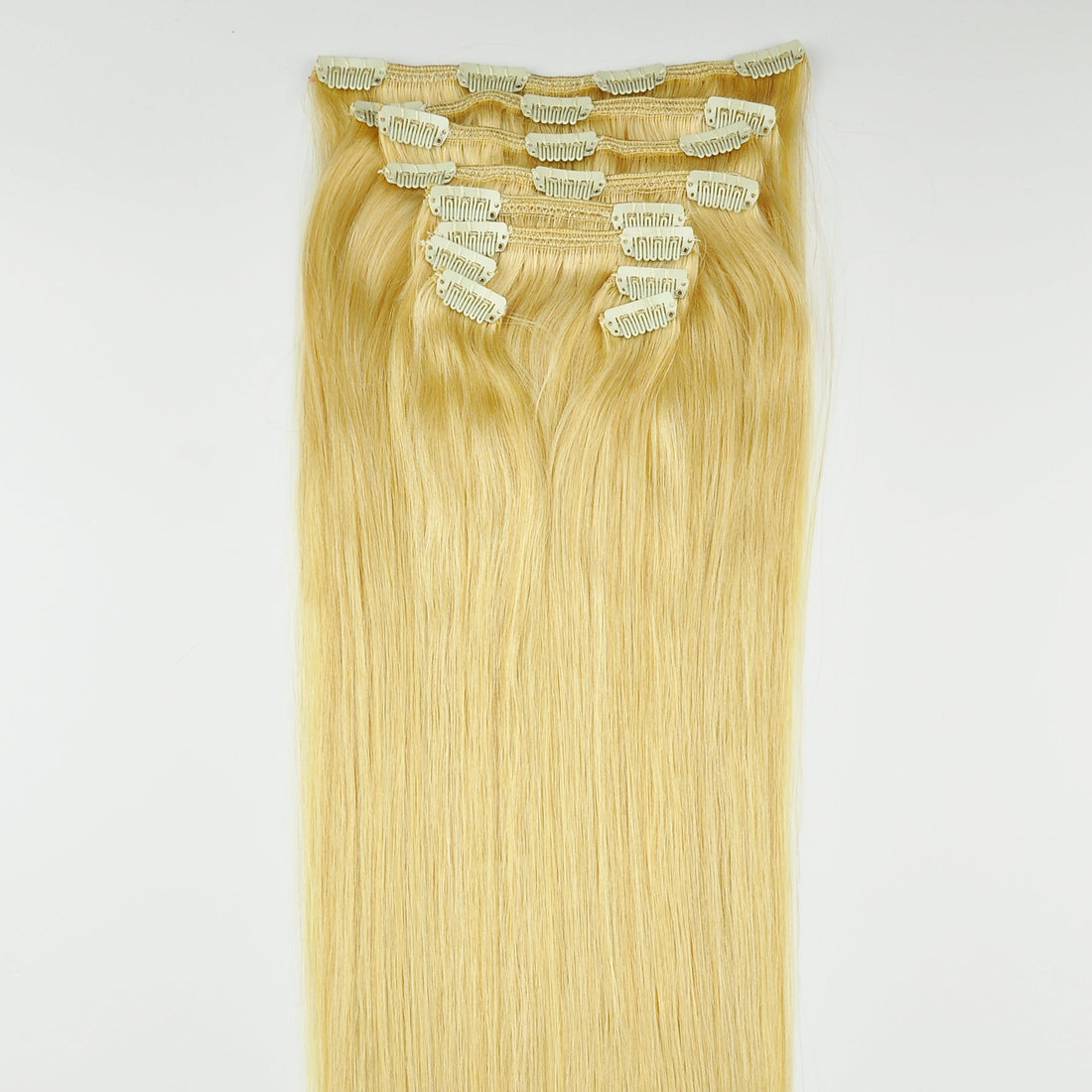 Tressmatch Thick To Ends 20 22 Remy (Remi) Human Hair Clip In Extensions Bleach/Light Blonde (Color #613) 10 Pieces Thick To Ends Full Head Luxury [Set Weight:5.3oz/150grams)