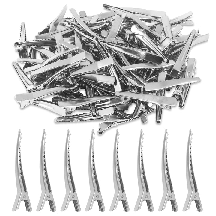 4.5cm Silver Alligator Teeth Prongs Clips Holders for Hair Care, Arts & Crafts Projects, Dry Hanging Clothing, Office Paper Document Organization (100 Pieces) by Super Z Outlet®