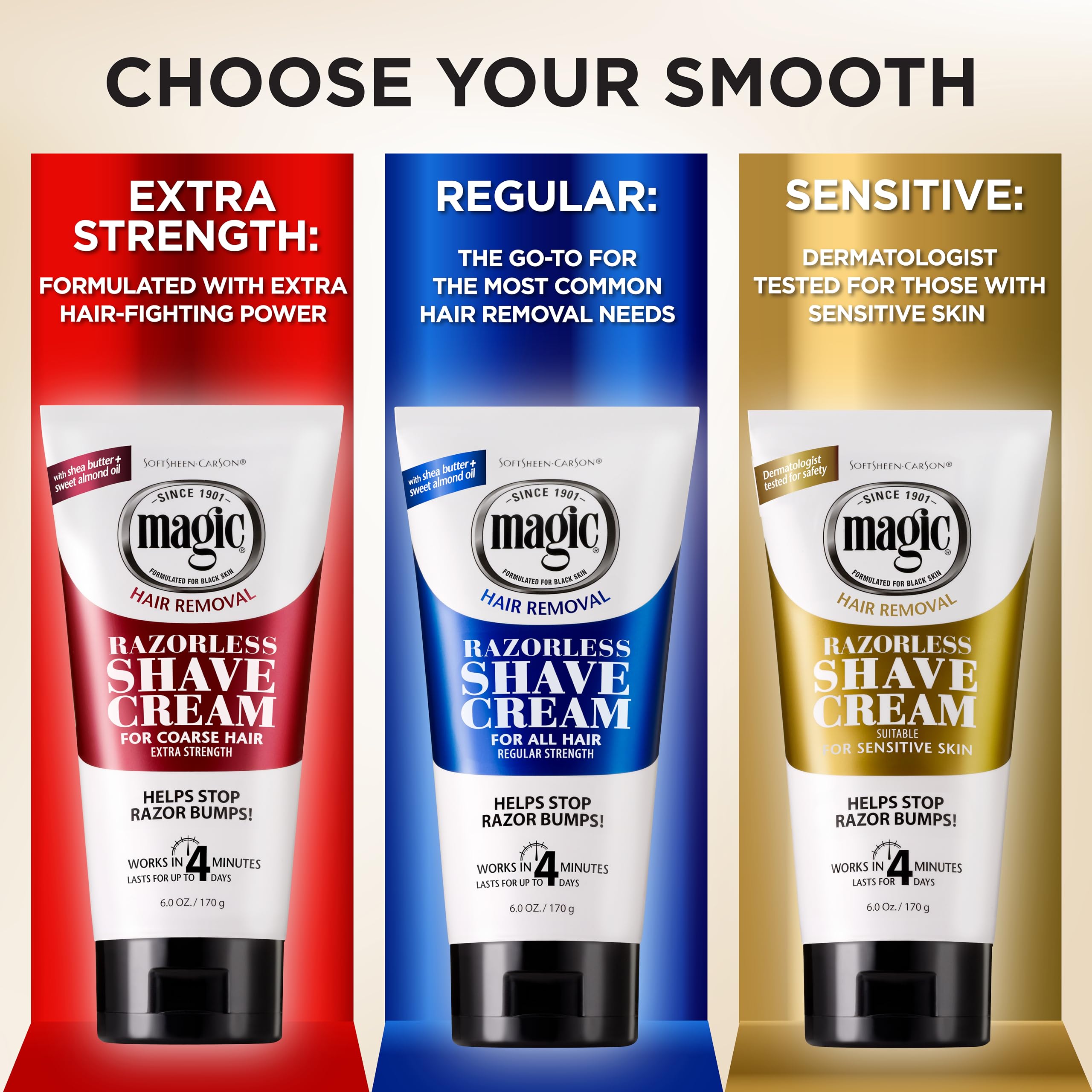 SoftSheen-Carson Magic Razorless Shaving Cream, Hair Removal Cream, Depilatory Cream, Works in 4 Minutes for Coarse, Curly Hair, 2 Count