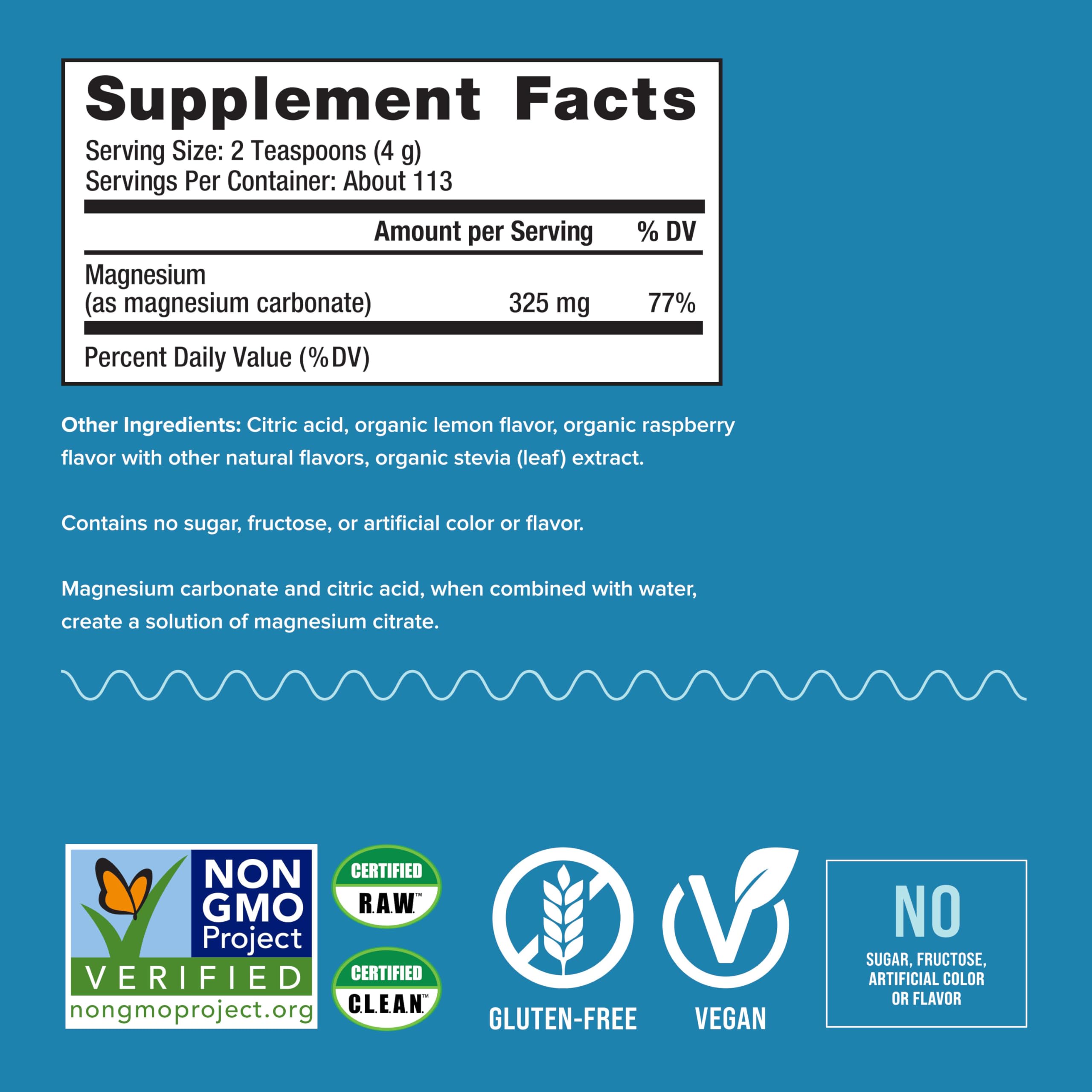 Natural Vitality Calm, Magnesium Citrate Supplement Powder, Anti-Stress Drink Mix, Raspberry Lemon, 16 Ounces