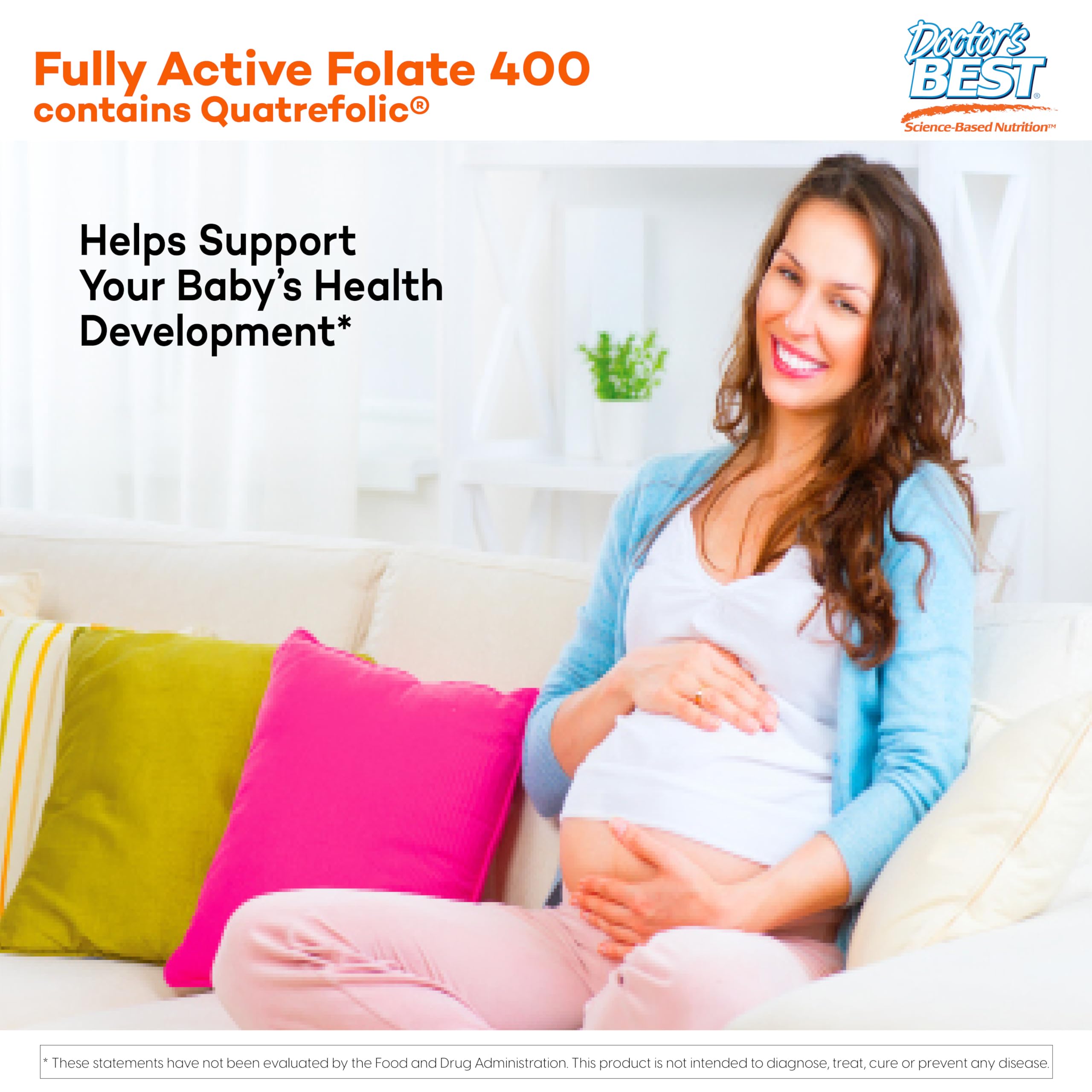 Doctor's Best Fully Active Folate with Quatrefolic NonGMO Vegan Gluten Free 400 mcg Veggie Caps, 90 Count