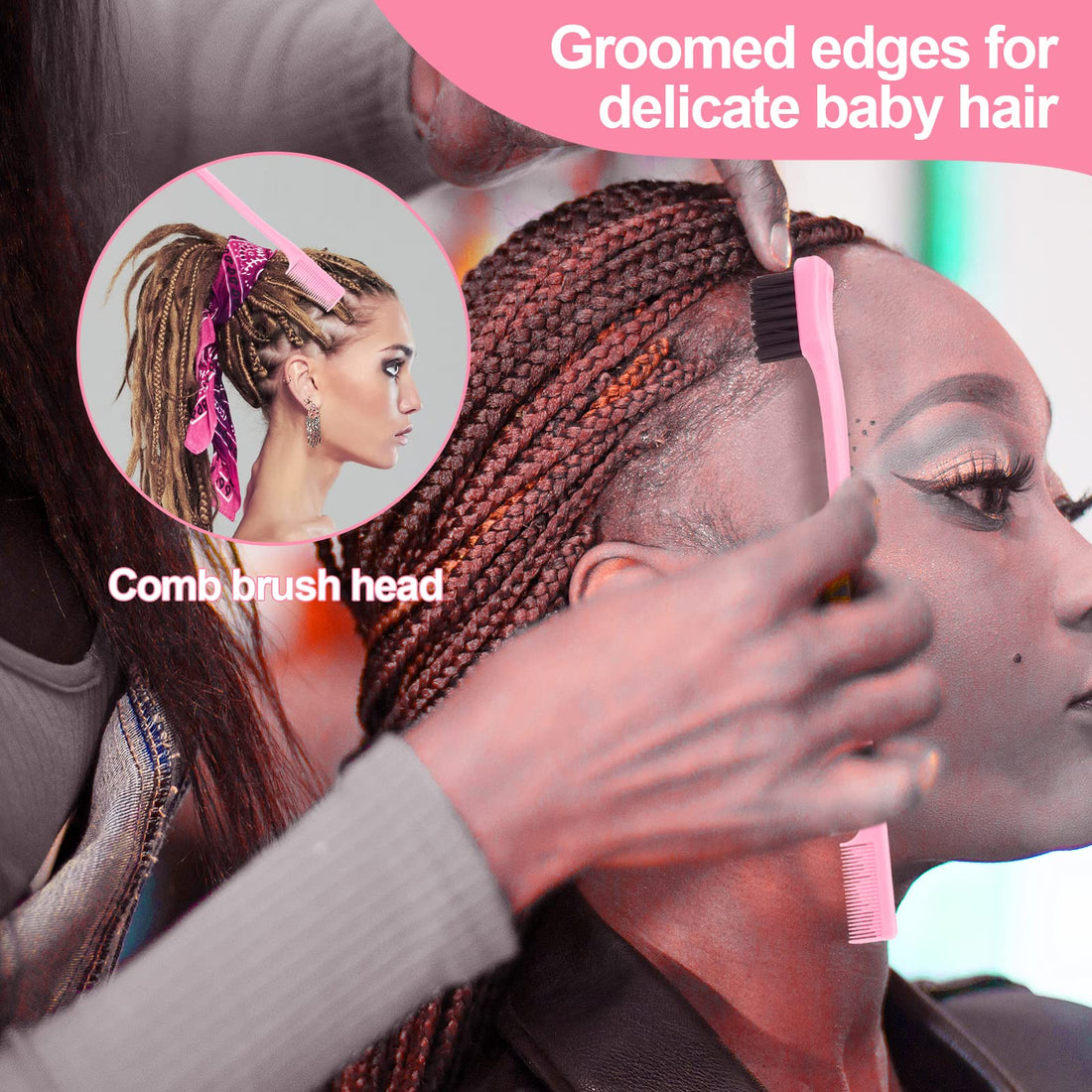 SWEET VIEW 3 Pcs Slick Back Hair Brush, Rat Tail Comb, Edge | Bristle Brush, Hair Accessories for Girls, Kids, Toddlers Sleek Ponytail/Bun, Edge Control and Smoothing Baby Hair & Flyaways