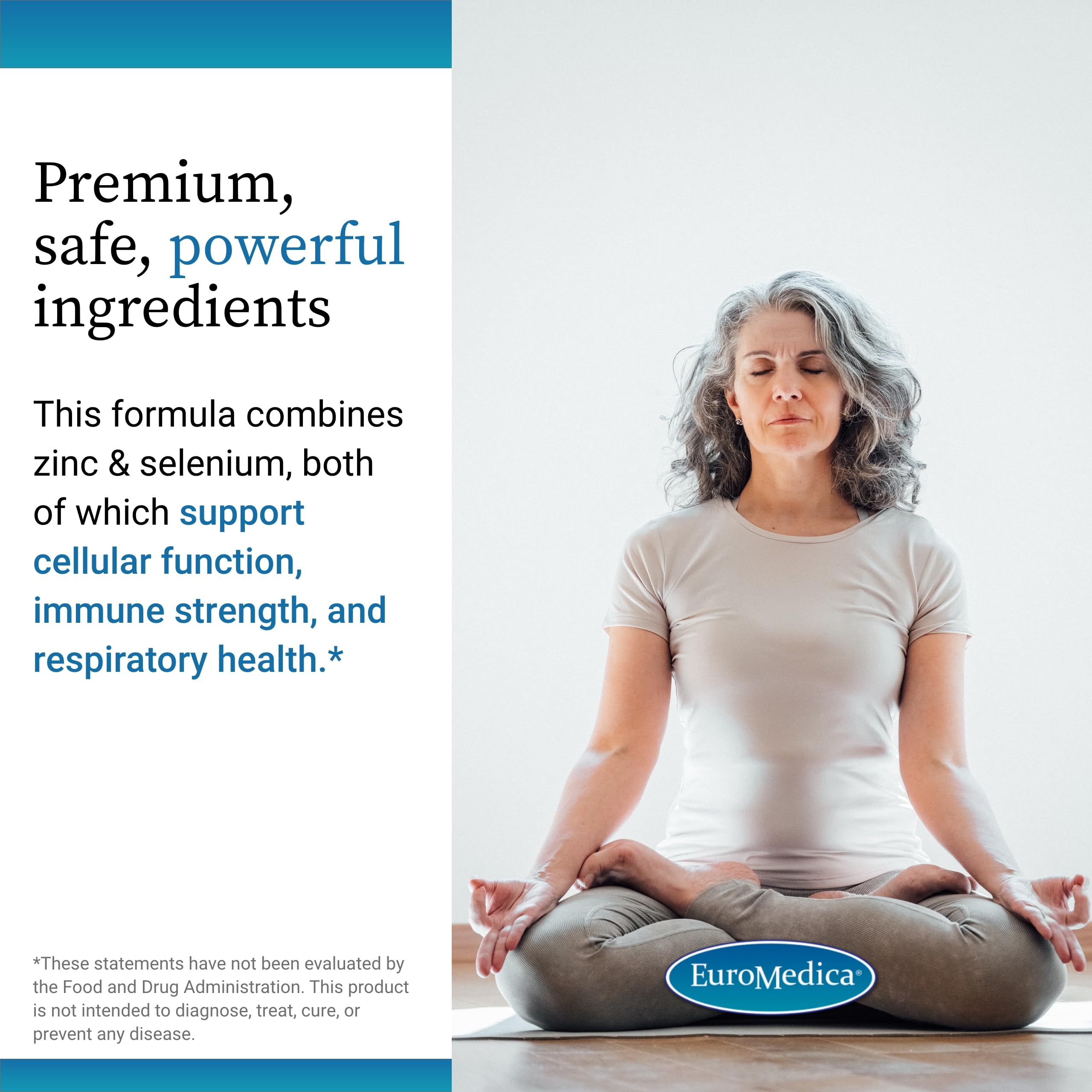 EuroMedica Zinc Plus Selenium - Immune & Respiratory Health Support Supplement - Mineral Supplement with Zinc Bisglycinate Chelate - Formula with Selenium for Cellular Health Support - 60 Capsules