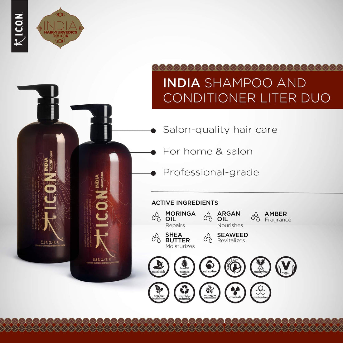 Icon India Shampoo and Conditioner Liter Duo by ICON
