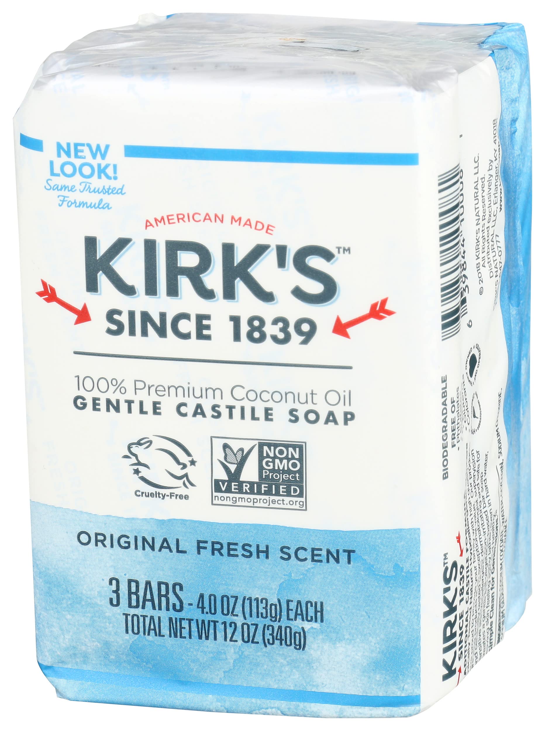 Kirk's Natural Castile Soap Original - 4 oz Each, 3 ct