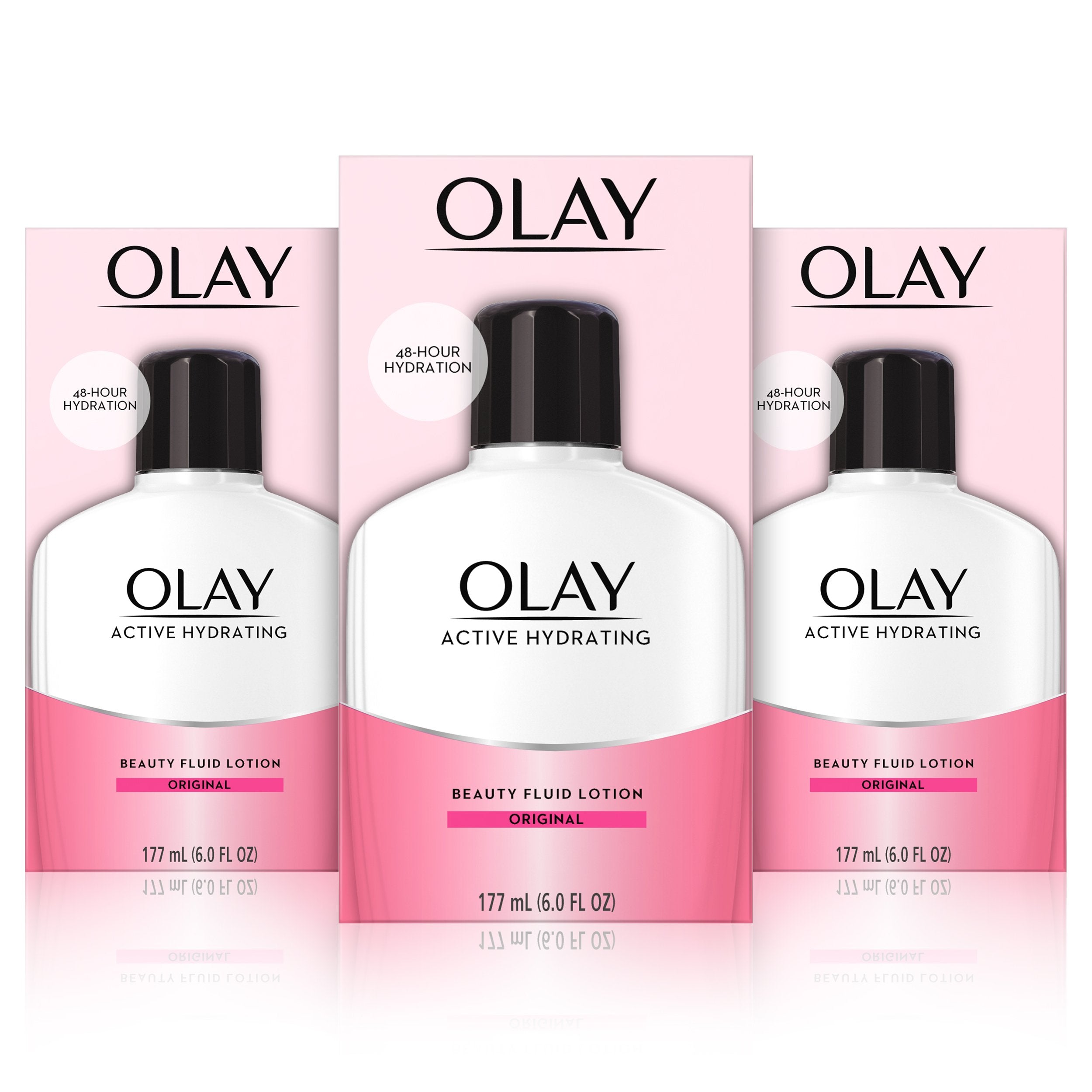 Olay Active Hydrating Beauty Moisturizing Lotion, Facial Moisturizer To Restore Dry Skin, Newer Version - 6.0 Fl Oz, Pack of 3