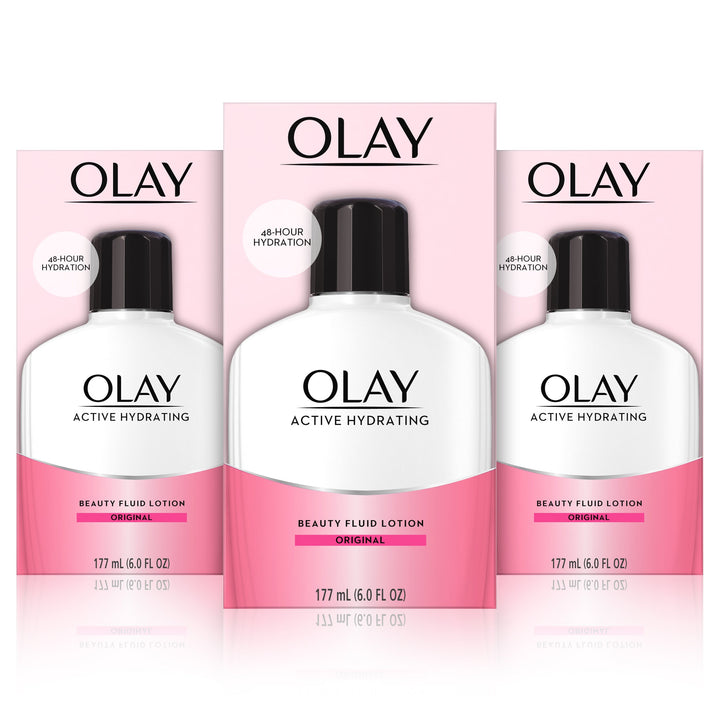 Olay Active Hydrating Beauty Moisturizing Lotion, Facial Moisturizer To Restore Dry Skin, Newer Version - 6.0 Fl Oz, Pack of 3