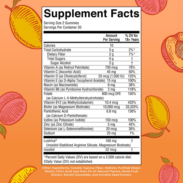 MaryRuth's Multivitamin + Hair Growth Gummies | with Lustriva® | Biotin 10000mcg | B Vitamins | Formulated for Thicker Hair, Wrinkles, Fine Lines, Skin Care | Ages 18+ | 30 Servings