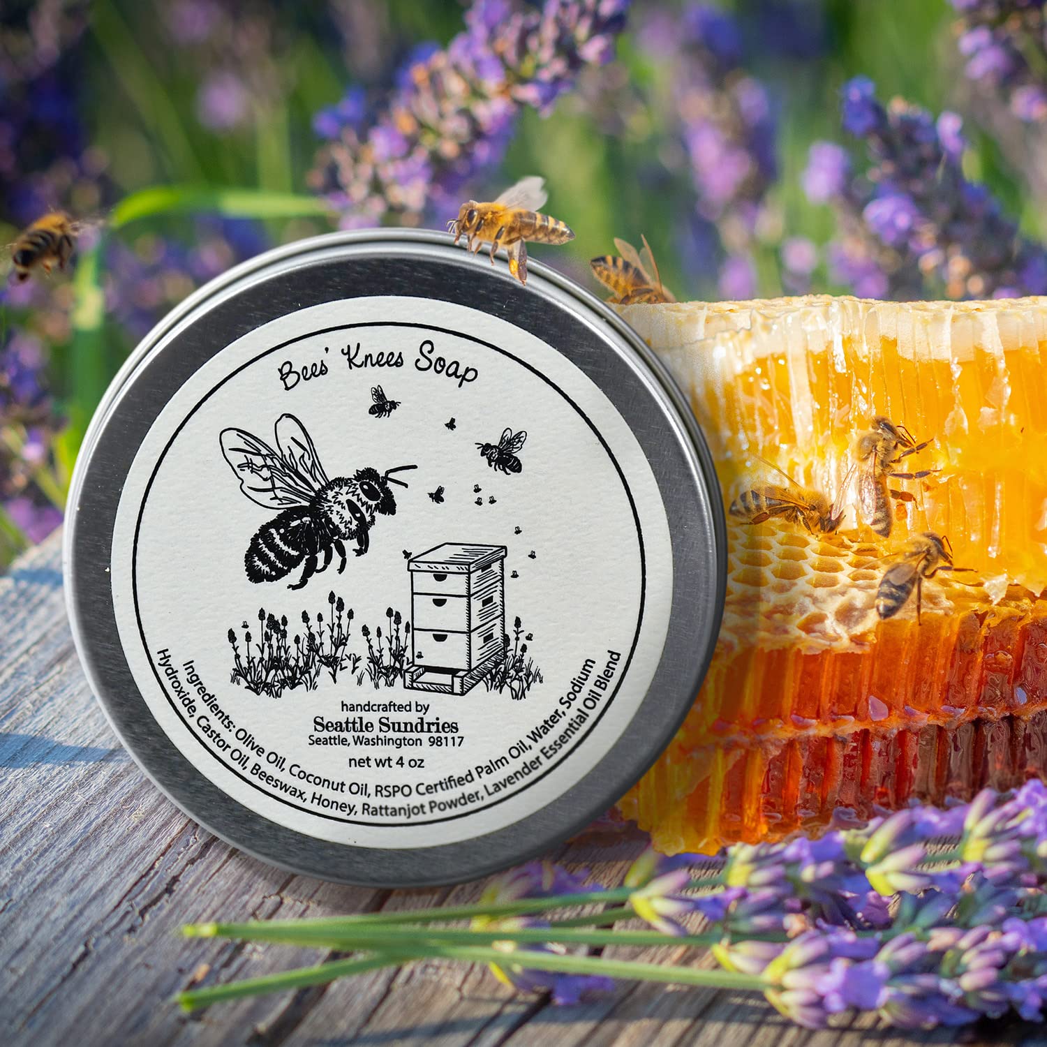 Lavender Lover Soap-100% Natural & Handcrafted, in Reusable Travel Gift Tin