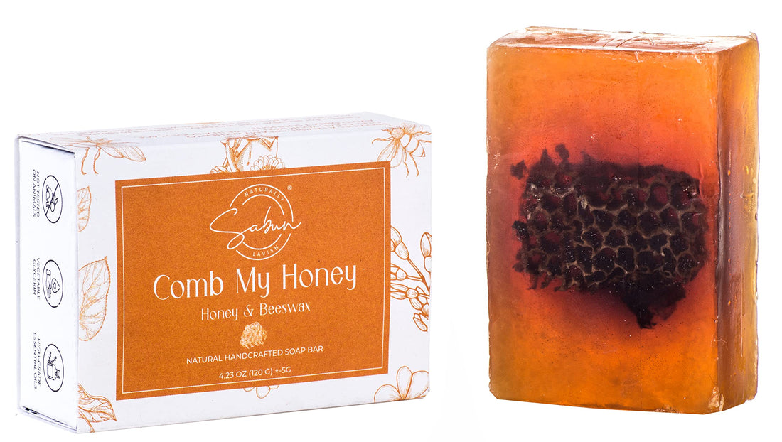 SABUN CO. Honey Soap - Honey & Beeswax 100% Handcrafted, Moisturizing Natural Bar Soap - Face, Body & Hair Bar [4.23 oz - 120 gr]