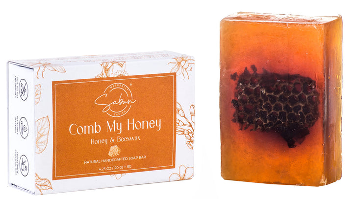 SABUN CO. Honey Soap - Honey & Beeswax 100% Handcrafted, Moisturizing Natural Bar Soap - Face, Body & Hair Bar [4.23 oz - 120 gr]