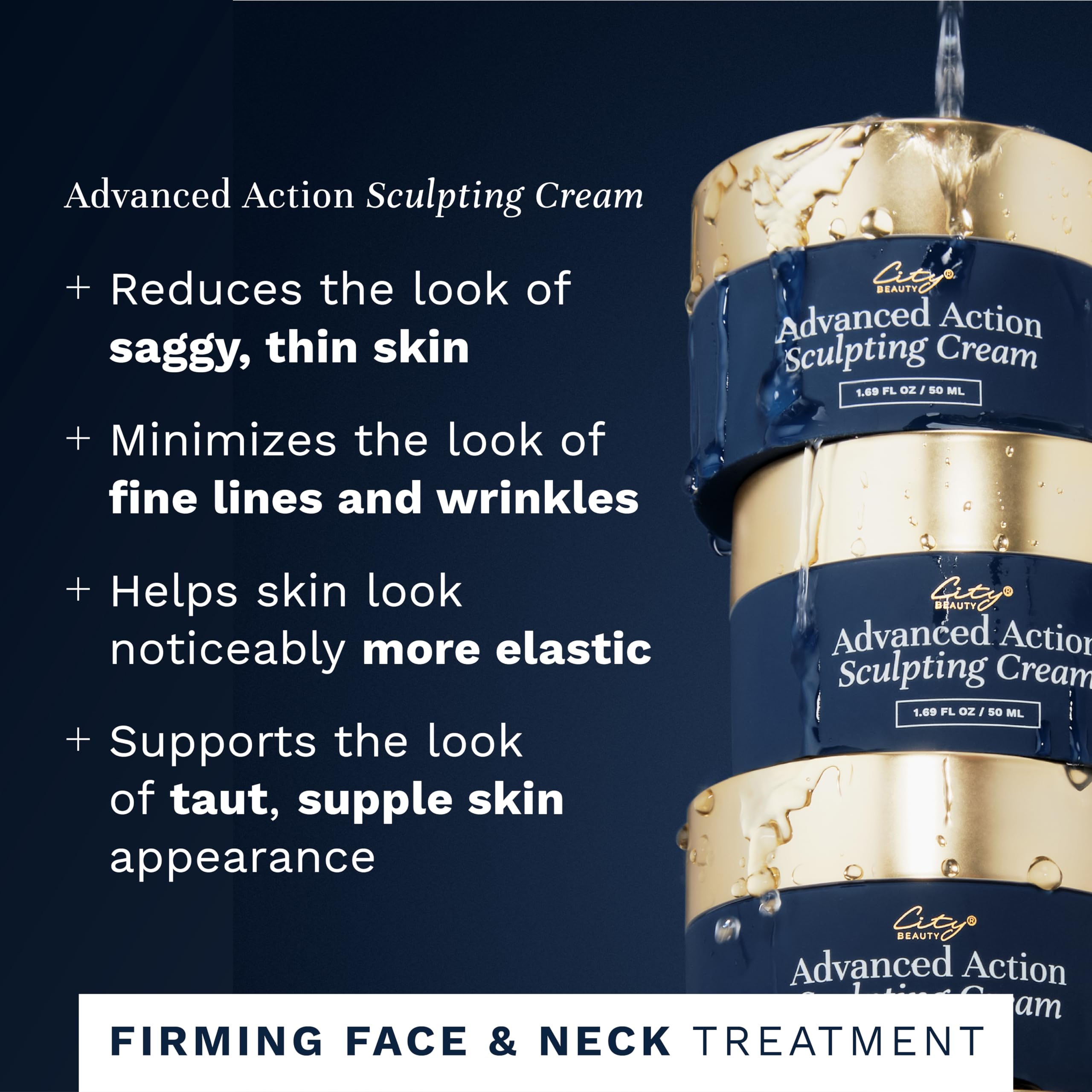 City Beauty Advanced Action Sculpting Cream - Solution for Saggy Jawline, Drooping Face, and Neck Wrinkles - Firming Cream for Loose, Sagging Skin