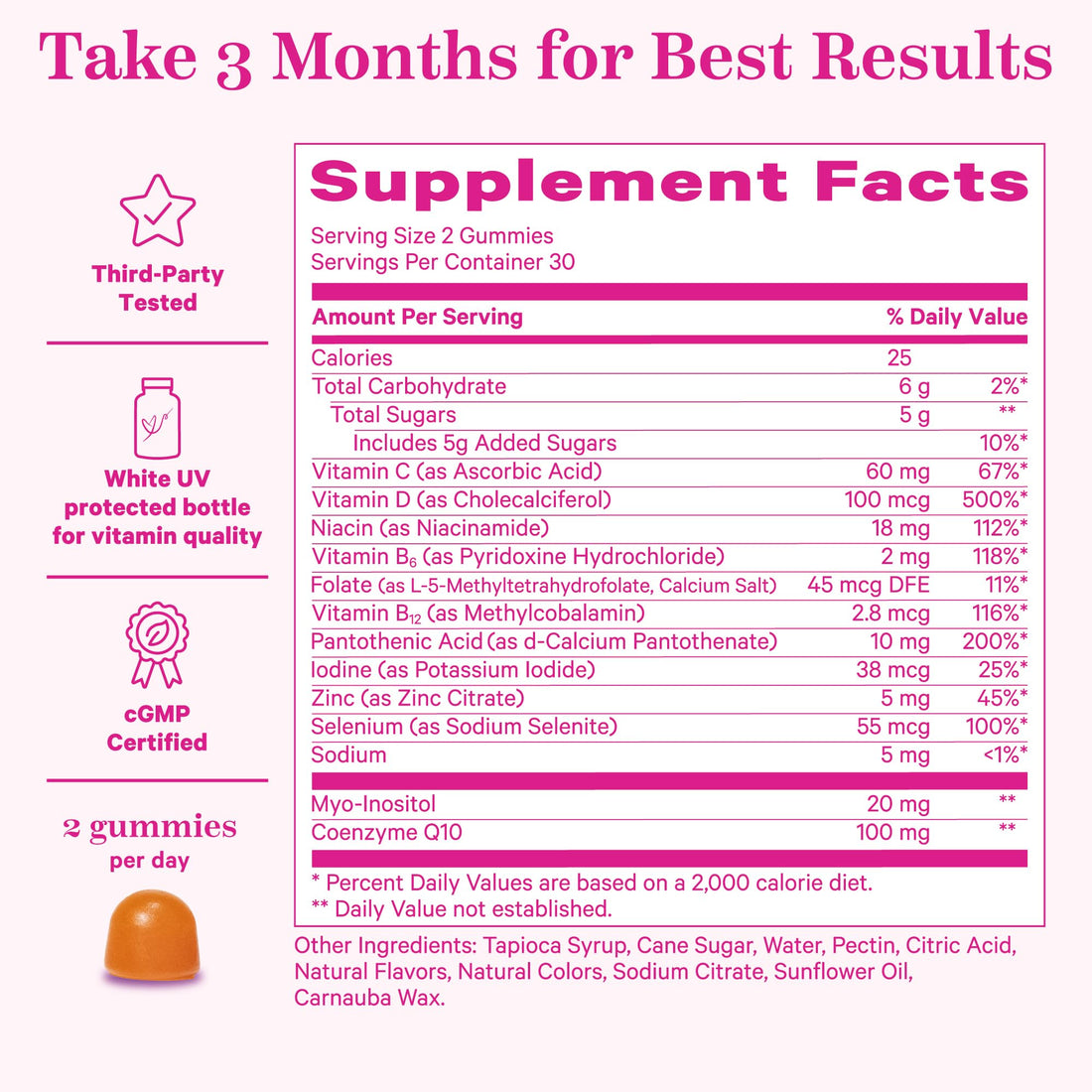 Pink Stork Premium Fertility Gummies for Women - Prenatal Conception Supplements for Her with Inositol, CoQ10, Folate and Vitamins to Support Hormone Balance, Ovulation + Menstrual Cycle, 60 Gummies