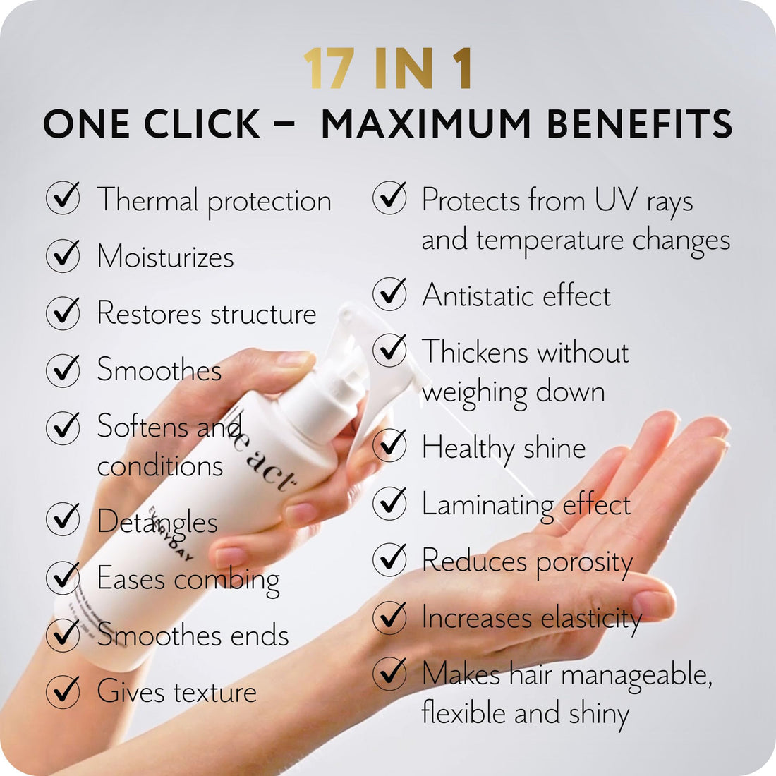 The Act Everyday Leave In Hair Conditioner Spray, Anti-Static, Nourishing, Hydrating Leave-in Cream Spray, Heat Protectant for Hair, Strengthening, Frizz Control, All Hair Types, 6.8 fl oz