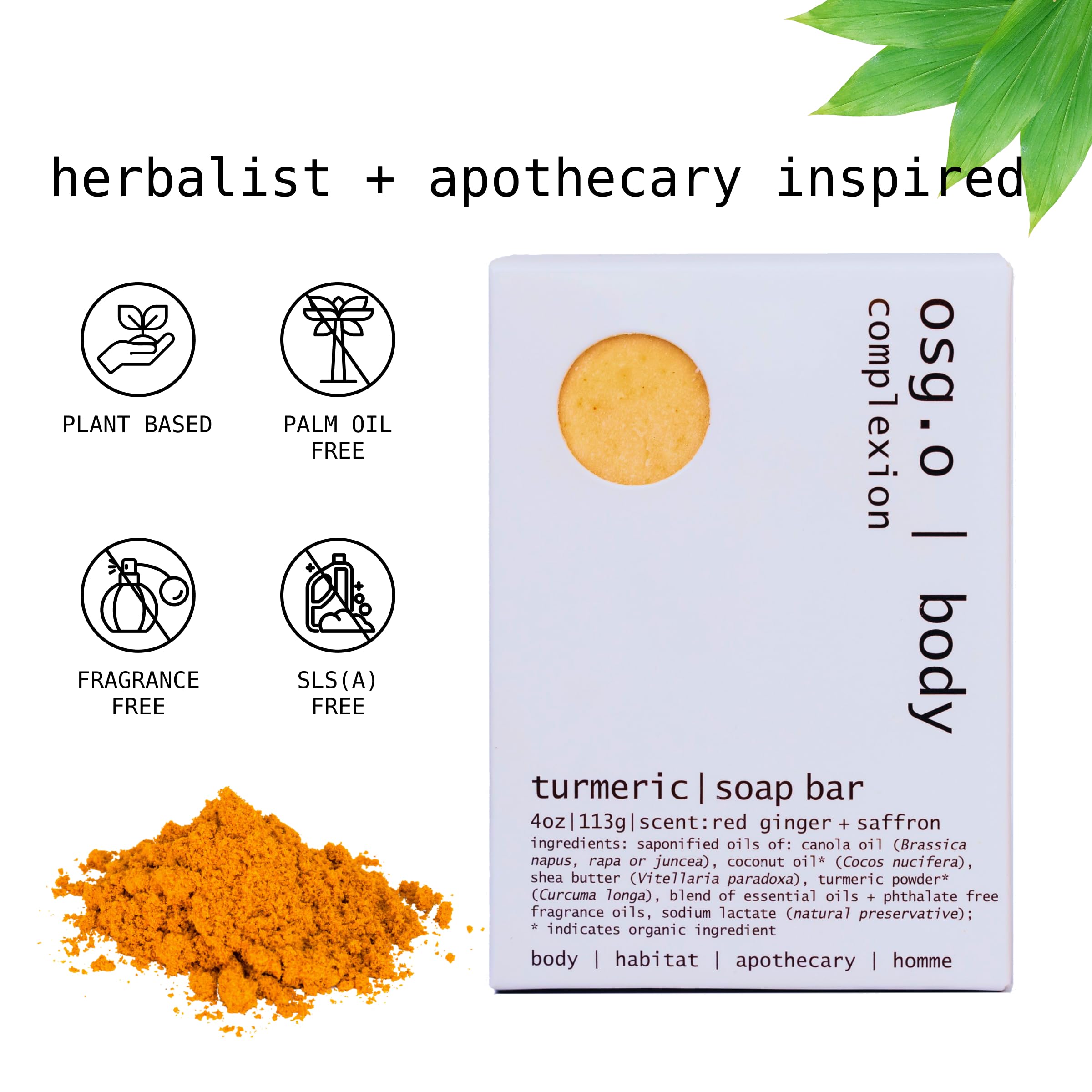 Natural Organic Soap Bar with Turmeric for Face and Body, Antibacterial Exfoliating Bar Soap with Shea Butter Moisture, Essential Oils, Bar Soap for Women and Men, 4oz, 1 Turmeric Soap Bar