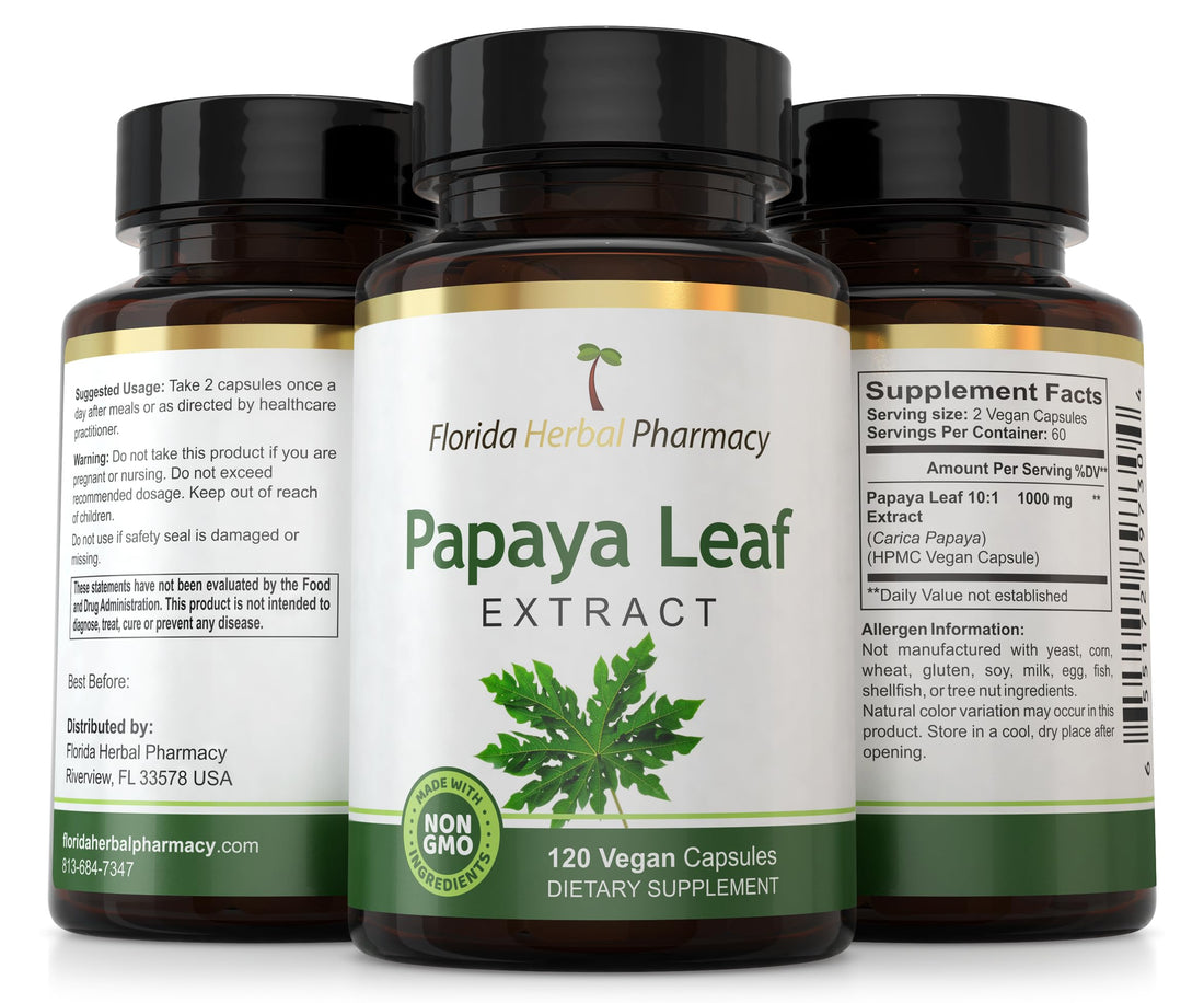 Florida Herbal Pharmacy, Papaya Leaf Extract Capsules 10:1 (120 Capsules)