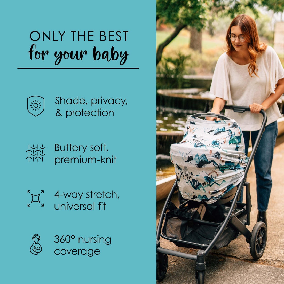 Milk Snob Original 5-in-1 Cover - Added Privacy for Breastfeeding, Baby Car Seat, Carrier, Stroller, High Chair, Shopping Cart, Lounger Canopy - Newborn Essentials, Nursing Top, Rocky Mountain