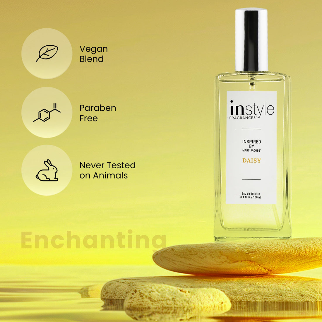 Instyle Fragrances | Inspired by Marc Jacobs' Daisy | Women’s Eau de Toilette | Vegan, Paraben & Phthalate Free | Never Tested on Animals | 3.4 Fl Oz