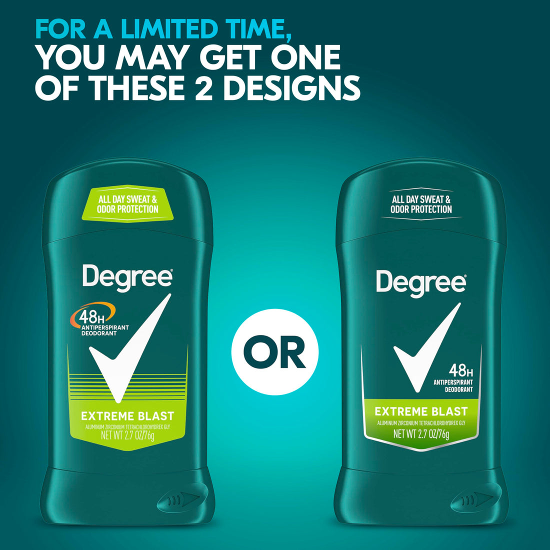Degree Men Original Protection Antiperspirant Deodorant Extreme Blast 48-Hour Sweat and Odor Protection Antiperspirant For Men 2.7 oz