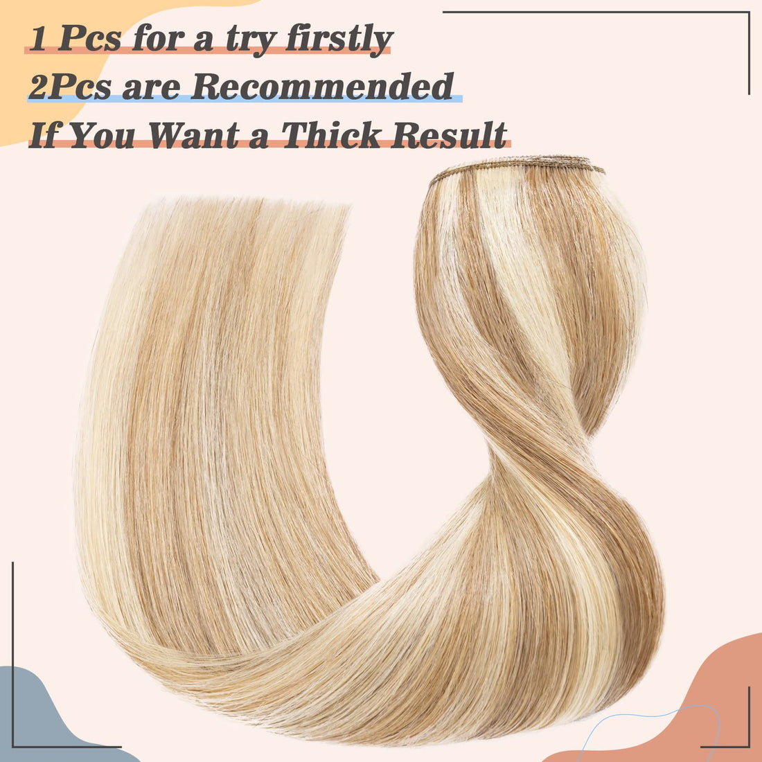 Clip in hair extensions human hair one piece human hair extensions 5 clips 100% Remy Human Hair Straight Light Golden Brown/Bleach Blonde 22(55cm) - 55g
