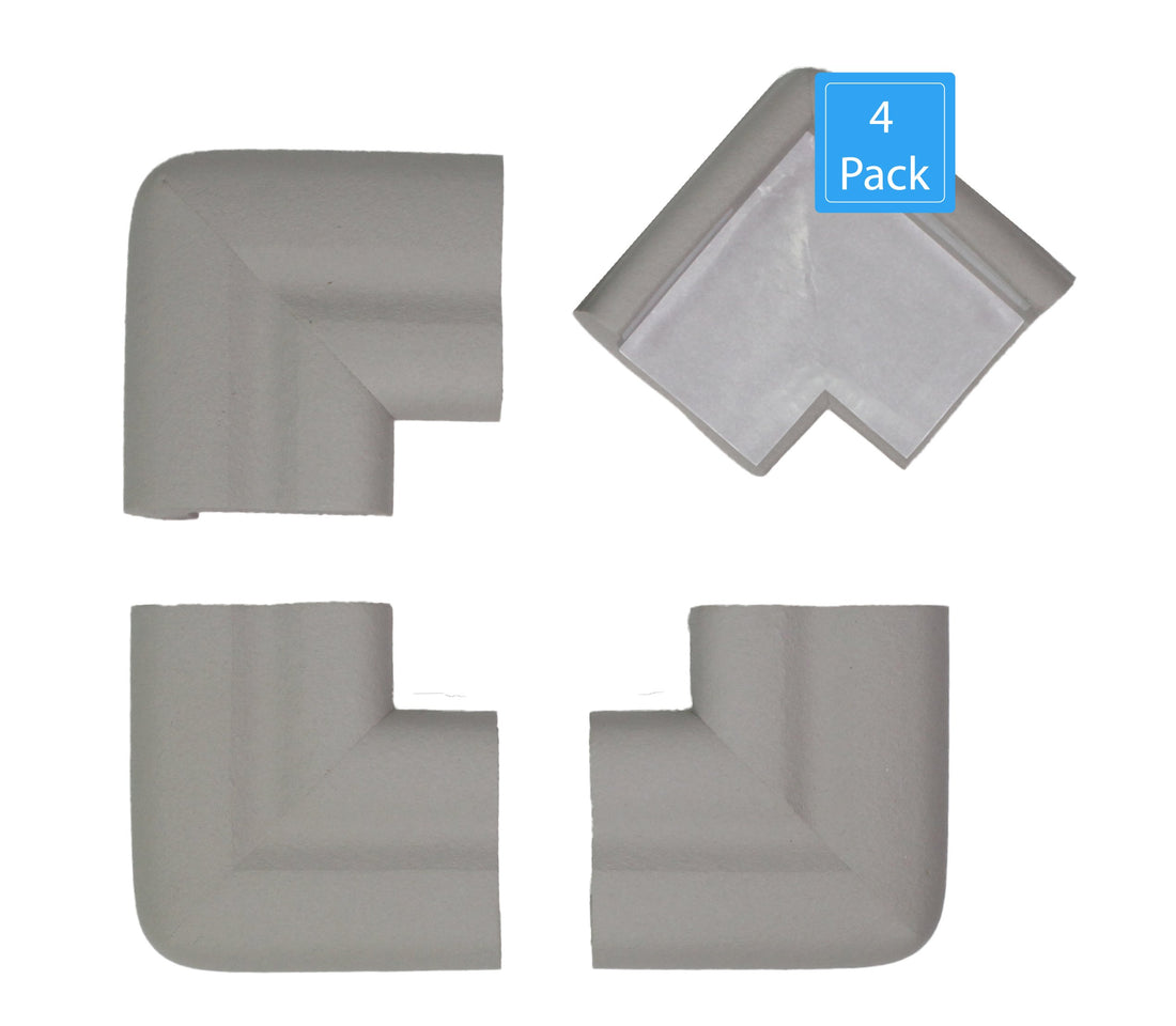 KidKusion Jumbo Corner Cushion | Made in USA | Taupe | 4 Pack | Furniture and Corner Protector